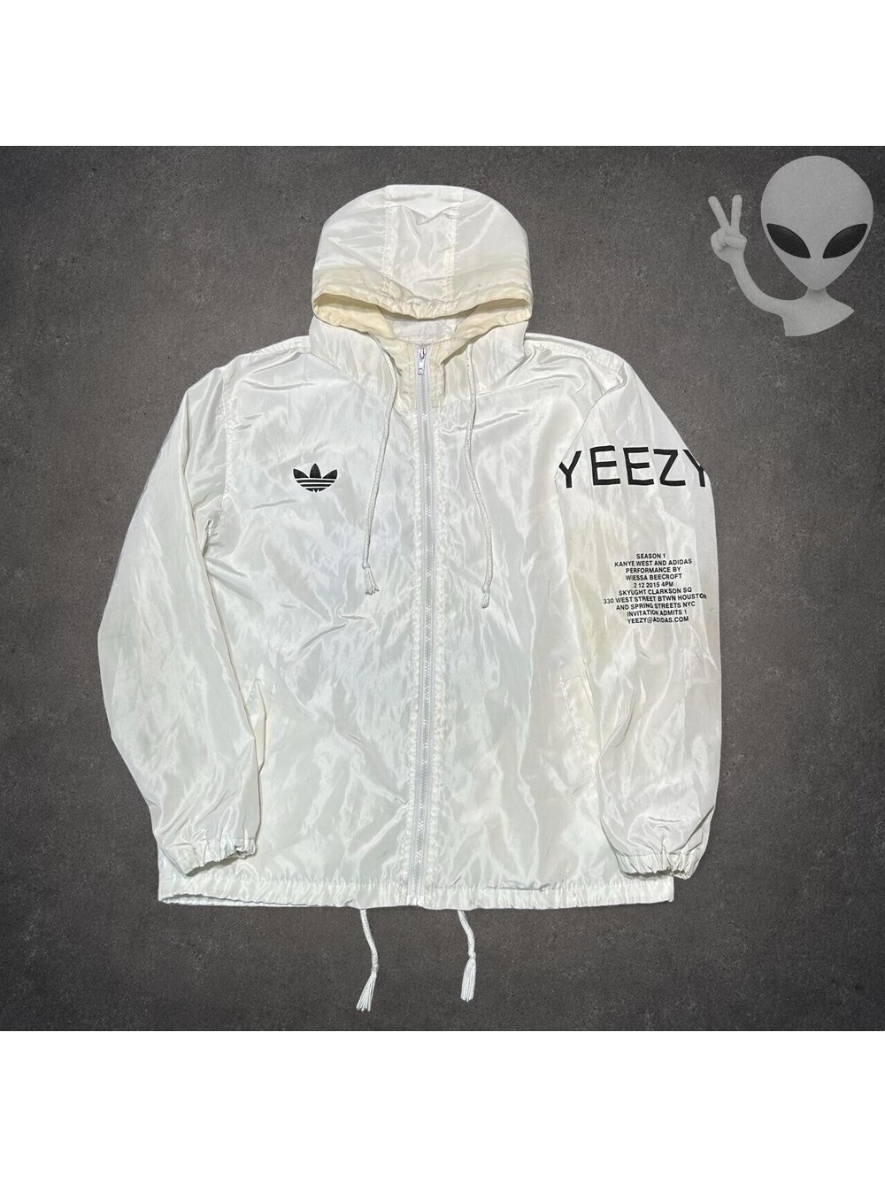 Adidas Yeezy Yeezus Tour Season 1 Windbreaker Jacket Mens Size L White 3